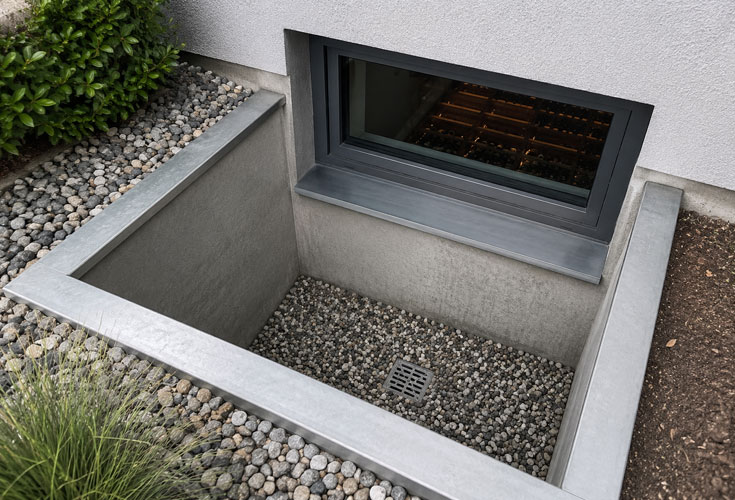 Lichtschacht f�r ein Monoblock-Weinkeller-Klimager�t