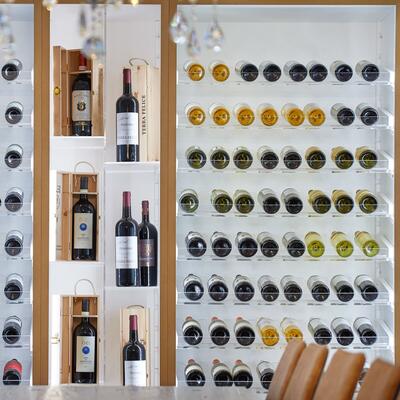 Produktbild f�r 'Weinregal-System Piemont, Tannenholz, Wei� lackiert mit hellbraun furnierter Erlenkante'