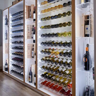 Produktbild f�r 'Weinregal-System Piemont, Tannenholz, Wei� lackiert mit hellbraun furnierter Erlenkante'