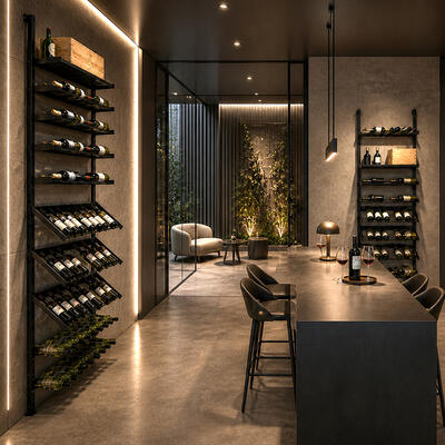 Produktbild f�r 'Weinregal-System BLACK PURE VARIO aus Metall zur Wandbefestigung, h�henverstellbar, modular'