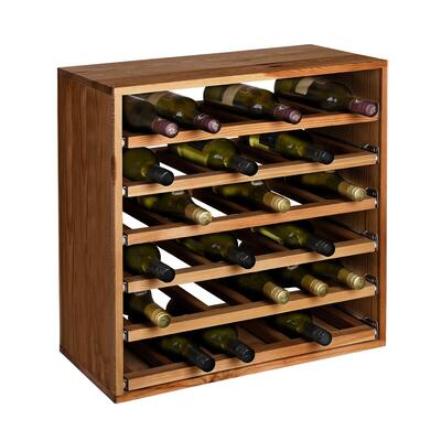 Produktbild f�r 'Weinregal 60 cm mit Ausz�gen f. Einzelflaschen, Kiefernholz braun gebeizt'