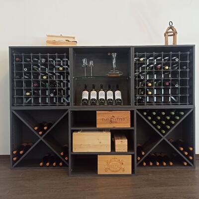 Produktbild f�r 'Weinregal-System CAVEPRO aus Holz im Dekor Esche graphit'