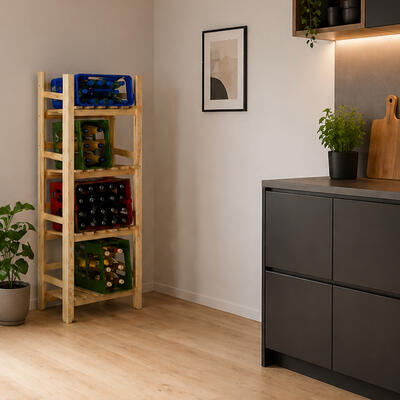 Produktbild f�r 'Getr�nkekisten-Regal / Holz-Regal f�r 4-8 Getr�nkekisten'