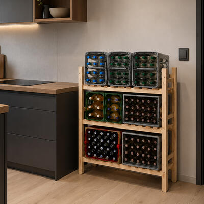 Produktbild f�r 'Getr�nkekisten-Regal / Holz-Regal f�r 6-12 Getr�nkekisten'