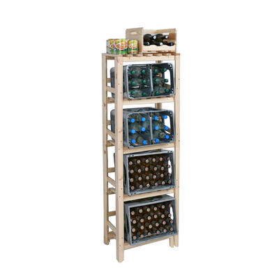 Produktbild f�r 'Getr�nkekisten-Regal aus Holz f�r 4 - 8 Kisten mit Abdeckplatte, Kiefer natur'