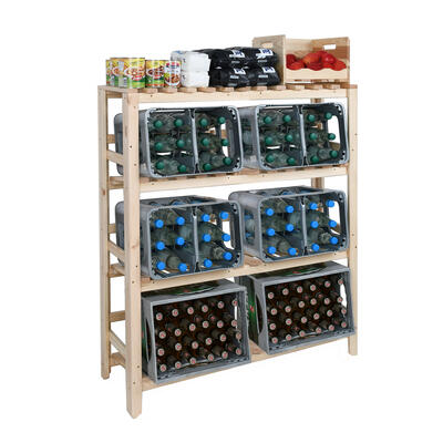 Produktbild f�r 'Getr�nkekisten-Regal f�r 6 - 12 Kisten mit Abdeckplatte, Kiefer natur'