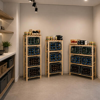 Produktbild f�r 'Getr�nkekisten-Regale aus Holz mit Abdeckplatte, Kiefer natur'