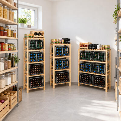 Produktbild f�r 'Getr�nkekisten-Regale aus Holz mit Abdeckplatte, Kiefer natur'