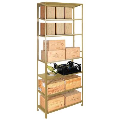 Produktbild f�r 'Metall-Lagerregal BLACK PURE, Modell 10 mit 6 Fachb�den, gold pulverbeschichtet'