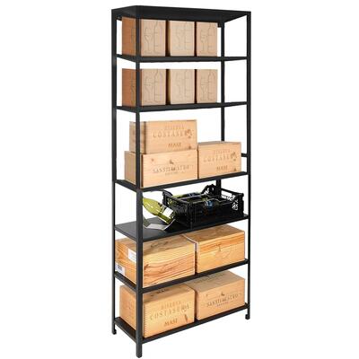 Produktbild f�r 'Metall-Lagerregal BLACK PURE, Modell 10 mit 6 Fachb�den, schwarz pulverbeschichtet'