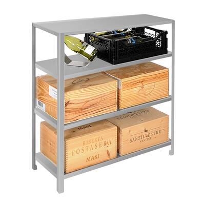 Produktbild f�r 'Metall-Lagerregal BLACK PURE, Modell 13 niedrig, silber pulverbeschichtet'