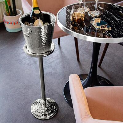 Produktbild f�r 'Wein-/Sektk�hler CAPRI mit St�nder, silberfarben'