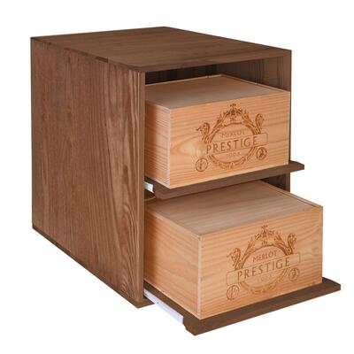 Produktbild f�r 'Weinregal 60 cm, 2 Ausz�ge f�r Weinkisten, T 60 cm, Kiefernholz braun gebeizt'