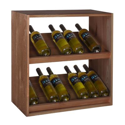 Produktbild f�r 'Weinregal 60 cm mit 2 Displays, Kiefernholz braun gebeizt'