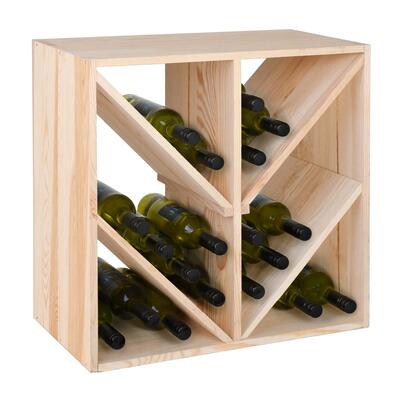 Produktbild f�r 'Weinregal 60 cm mit Diagonalf�chern, Kiefernholz natur'