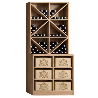 Produktbild f�r 'Weinregal-System PRESTIGE 7, Eiche massiv, mit Ausz�gen f. Weinkisten'