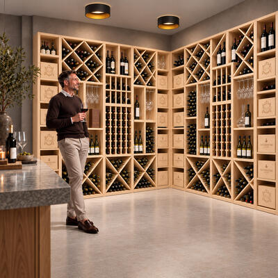 Weinregal 60 cm, Modul X-CUBE, natur
