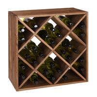 Produktbild f�r 'Weinregal 60 cm, Modul RAUTEN, Kiefernholz braun gebeizt'