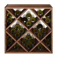 Produktbild f�r 'Weinregal 60 cm, Modul RAUTEN, Kiefernholz braun gebeizt'