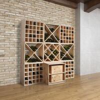 Produktbild f�r 'Weinregal 52 cm Modul KARO, Holz natur'