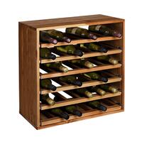 Produktbild f�r 'Weinregal 60 cm mit Ausz�gen f. Einzelflaschen, Kiefernholz braun gebeizt'