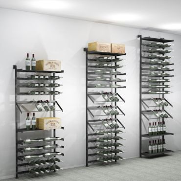 Metall-Weinregalsystem BLACK PURE VARIO zur Wandbefestigung, höhenverstellbar, modular