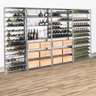 Weinregalsystem BLACK PURE aus silberfarbenem Metall