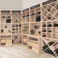 Weinregal-System CAVEPRO aus Holz im Dekor Eiche hell