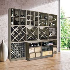 Weinregal-System CAVEPRO aus Holz im Dekor Wenge