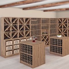 Weinregal-Serie PRESTIGE aus Eiche massiv, braun gebeizt