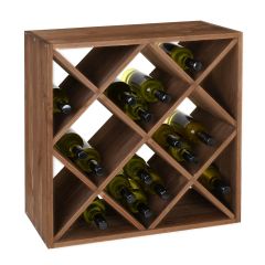 Weinregal 60 cm, Modul RAUTEN, Kiefernholz braun gebeizt