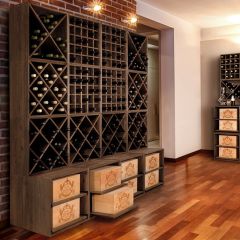 Weinregal-System 52 cm aus Kiefern-Holz, tobacco