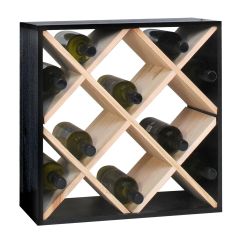 Weinregal 52 cm, Raute, schwarz-natur