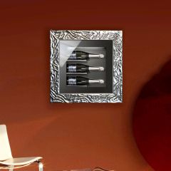 Wand-Weinregal "Quadro Vino" für 3 Fl., silber/schwarz