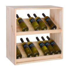 Weinregal 60 cm mit 2 Displays, Kiefernholz natur