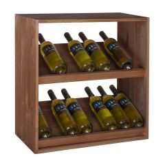 Weinregal 60 cm mit 2 Displays, Kiefernholz braun gebeizt