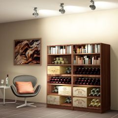 Weinregal Sideboard, Birnbaum, bestehend aus 4 Modulen mit 2 Fachböden inkl. Sockel, T 55 cm