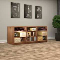 Weinregal Sideboard, Birnbaum, bestehend aus 3 Modulen mit 2 Fachböden inkl. Sockel, T 55 cm