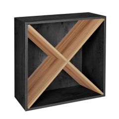 Regalmodul mit X-Kreuz, Esche graphit/Birnbaum