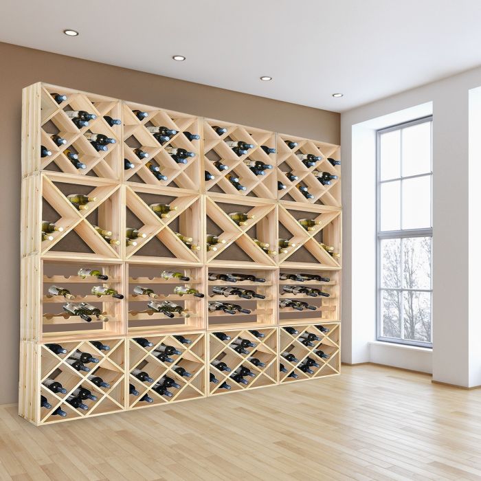 Weinregal-System 50 cm aus Kiefernholz massiv, natur