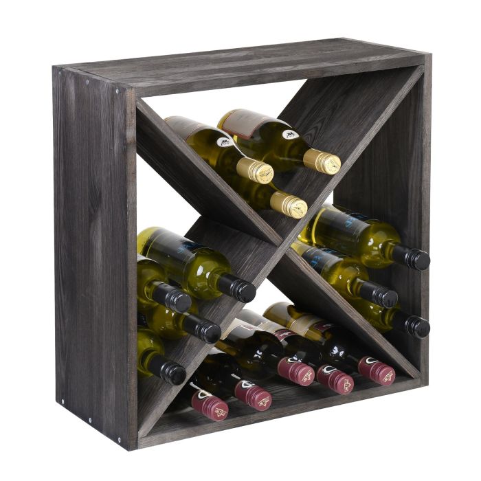 Weinregal 52 cm, Modul X-Cube, Holz in tobacco gebeizt