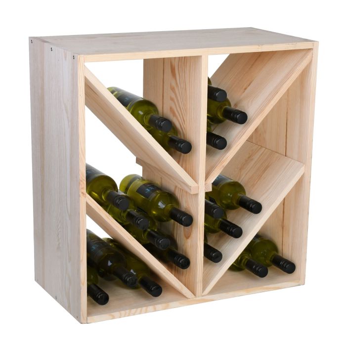 Weinregal 60 cm mit Diagonalfächern, Kiefernholz natur