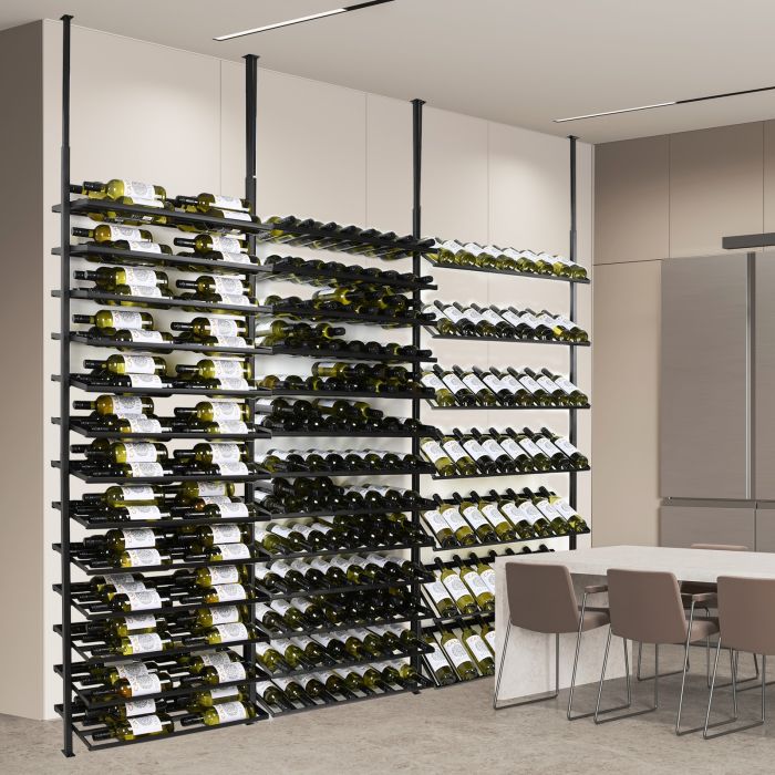 Metall-Weinregal BLACK PURE SELECT zur Deckenbefestigung, höhenverstellbar H 205-300cm
