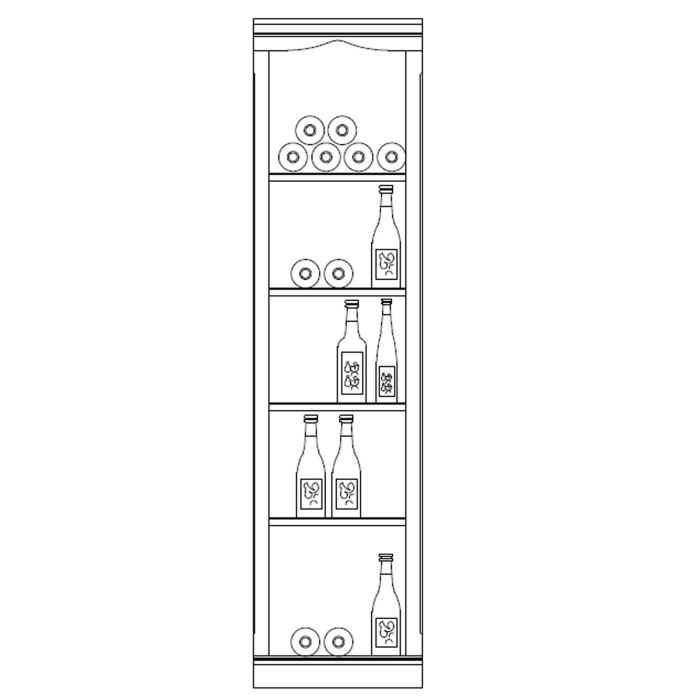 Weinregalsystem Piemont, Modell 1, Tannenholz, Weiß mit hellbraun furnierter Erlenkante