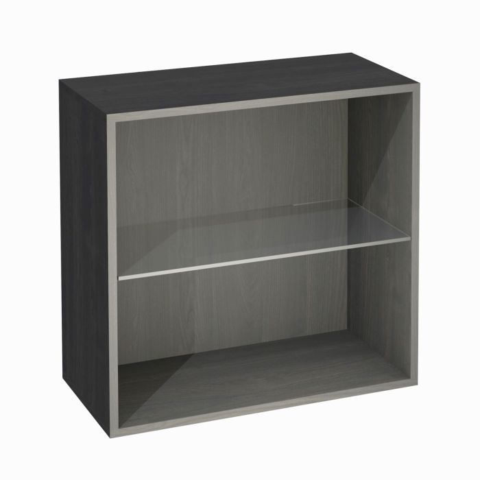 Regalmodul mit Glasplatte, Esche graphit