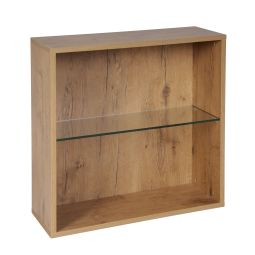 Regalmodul mit Glasplatte , Wildeiche