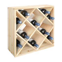 Weinregal 50 cm, Modul RAUTEN, Holz natur
