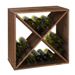 Weinregal 60 cm, Modul X-60, Kiefernholz braun gebeizt