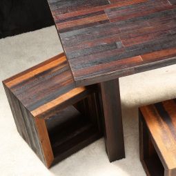 Tisch BOTTE DA VINO, weinrot mit Holzgestell