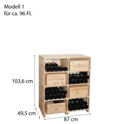 Weinregal CaveauSTAR, Modell 1 für 8 Kisten bzw 96 Fl.